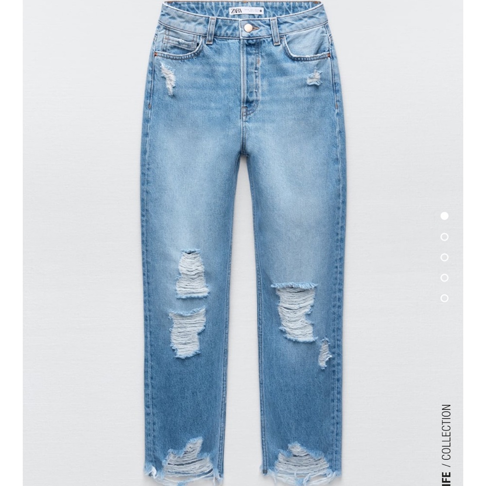 Zara 71975 RIPPED MOM FIT JEANS brand new